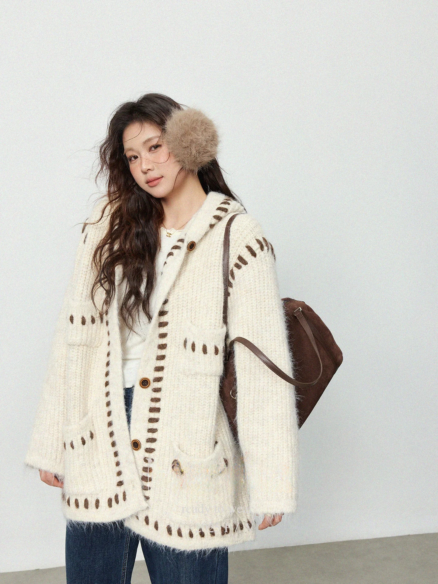 

Новая зимняя женская толстовка-кардиган свободного кроя больших размеров, средней длины, в корейском стиле, для повседневной носки, с эффектом стройности