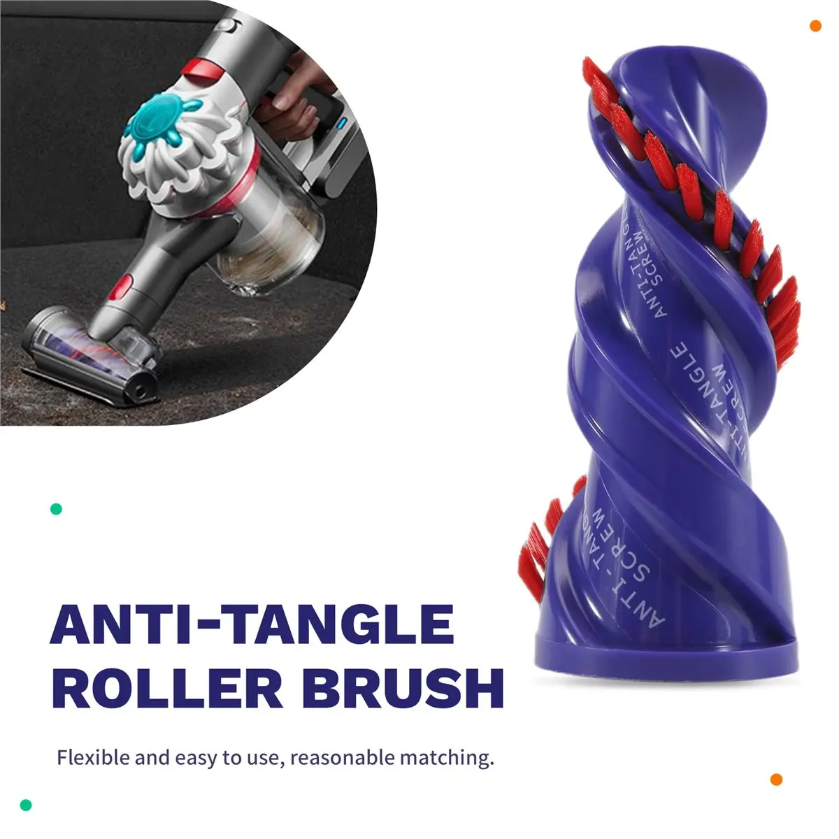【~ New CLOS】Anti- Roller Brush Head for V7 V8 V10 V11 V15 Vacuum Cleaner Accessory Vacuum Mite Removal Roller Brush