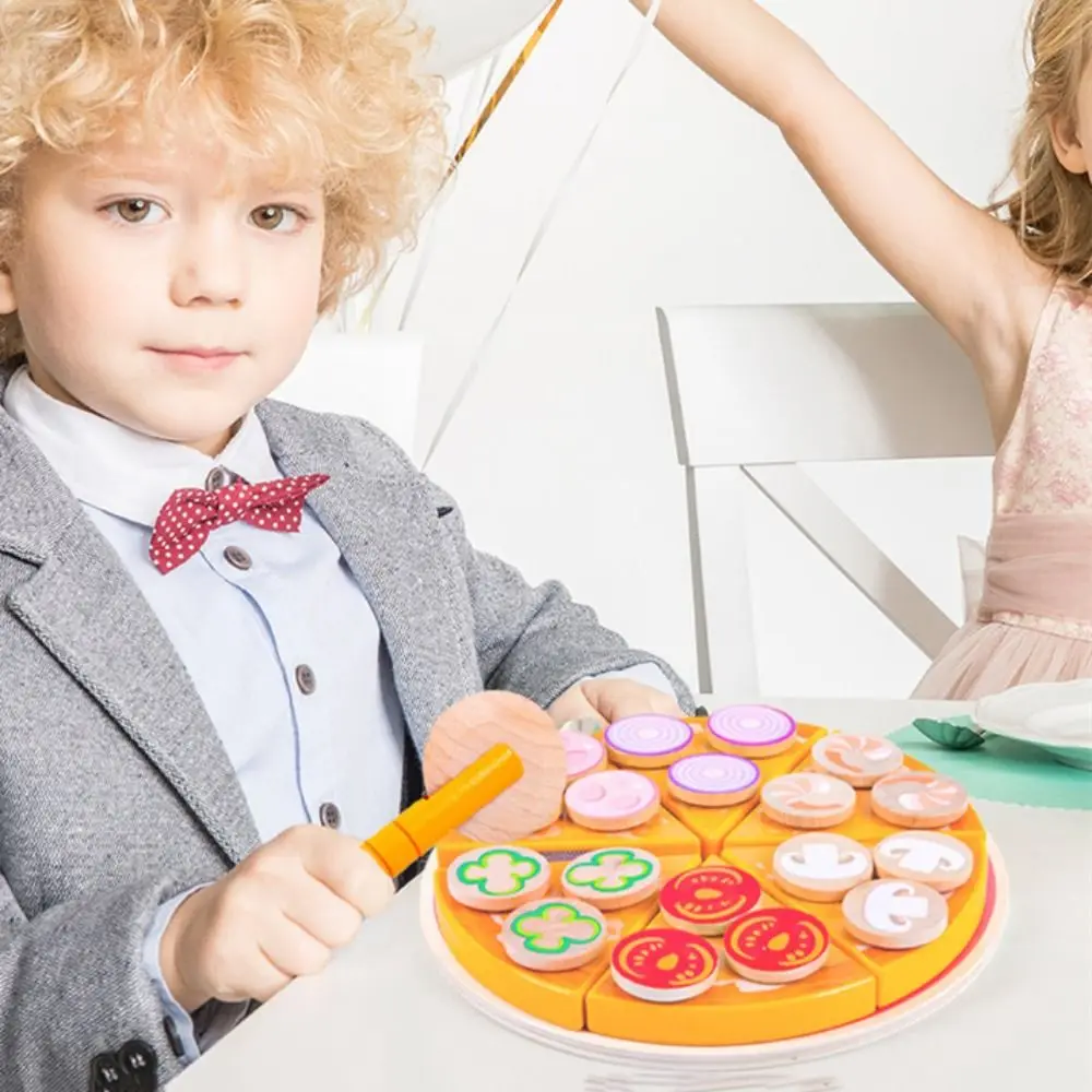 Simulação pizza fingir jogar brinquedo educação precoce cognitivo comida dramática pizza brinquedos montessori durável biscoito jogar comida conjunto