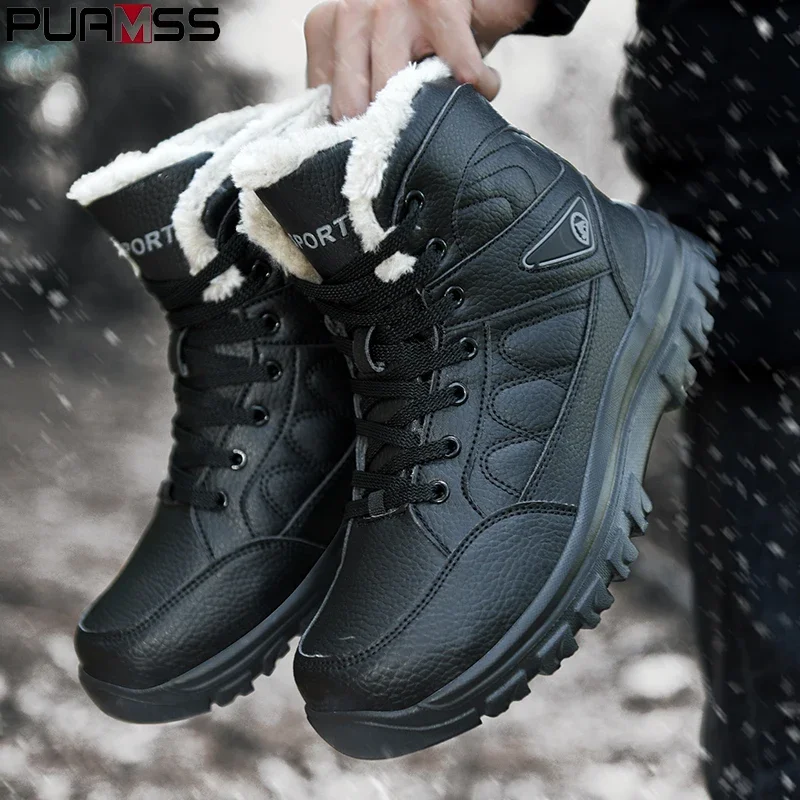 

PUAMSS Men New Thigh Boots Platform Fur Warm Snow Boots Winter Waterproof Slip on Men Comfortable Outdoor Ankle Hiking Boots
