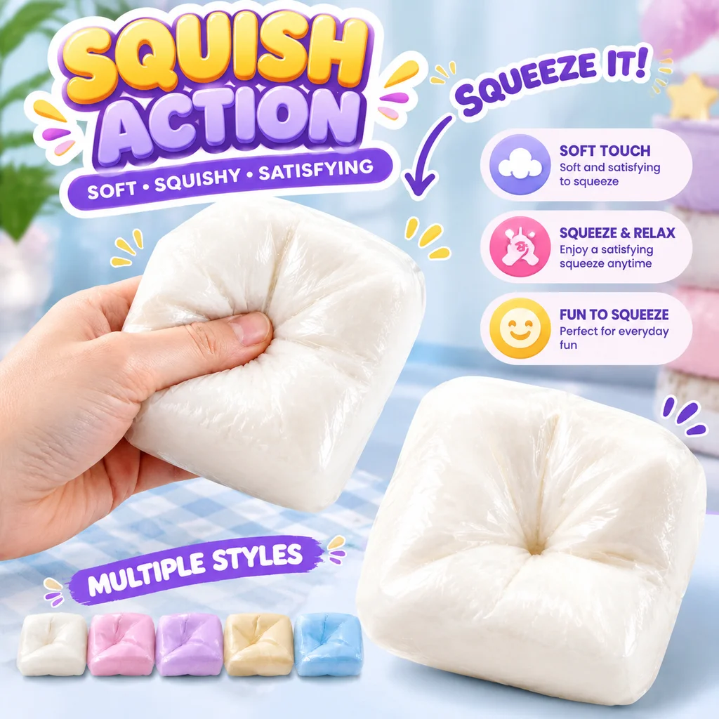 Squishy Slow Rising Thick Square Decompression Milk Cake Bread Rice Cake Fidget Toy Anti Stress Hand Relax Slow Rebound