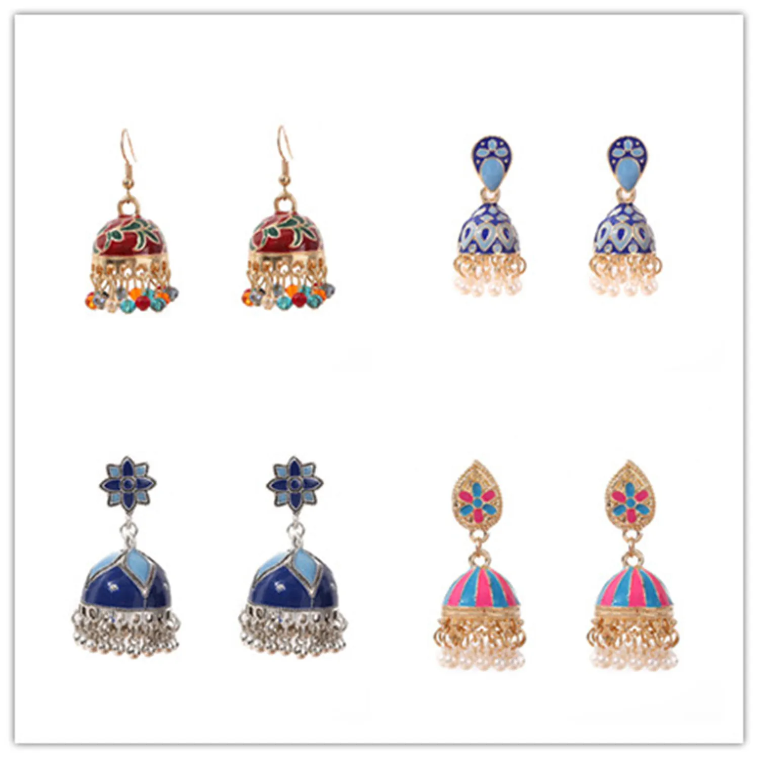 2022 Multi-color Cage Bell Earrings Exaggerated Earrings Ethnic Wind Alloy Tassel Earrings Earrings for Women