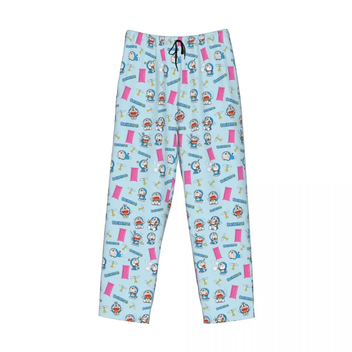 Custom Print D-Doraemons Cartoon Pajama Pants for Men Sleep Sleepwear Bottoms with Pockets