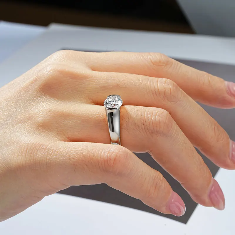 Rrjzz 6,5 mm Solitär-Ring mit rundem Schliff und D-Farbe, Moissanit-Verlobungsring, funkelnder Versprechen-Ehering für Frauen, GRA-Schmuckgeschenke – Detail 7