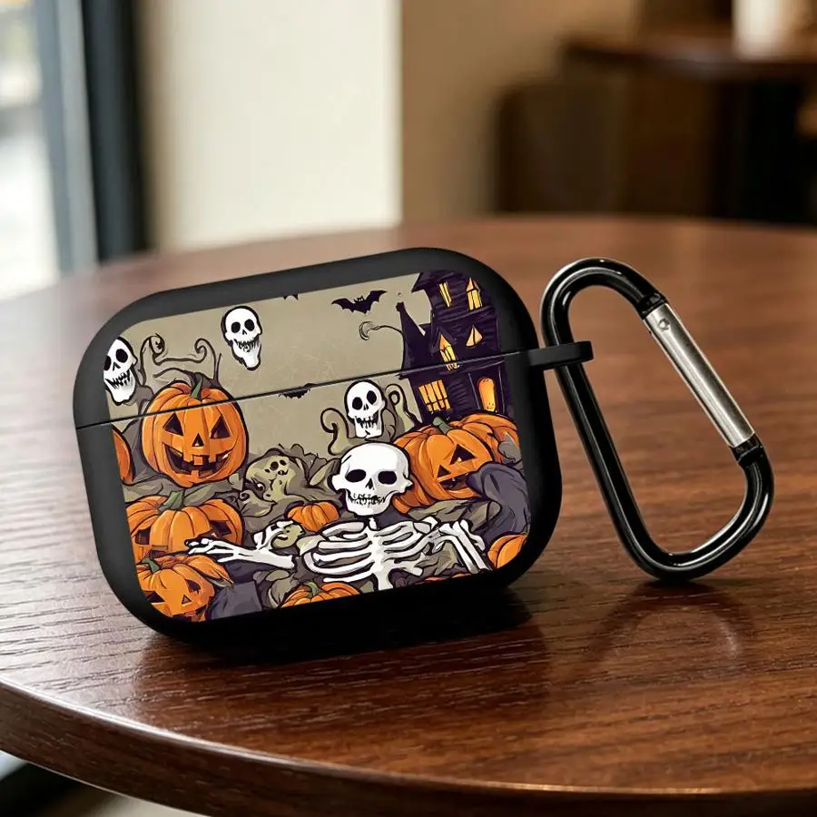 Skeleton Pumpkin Earphone Cases Cover With Hook Case For Airpods 5 1 Pro Pro3 4 2 Pro2 3
