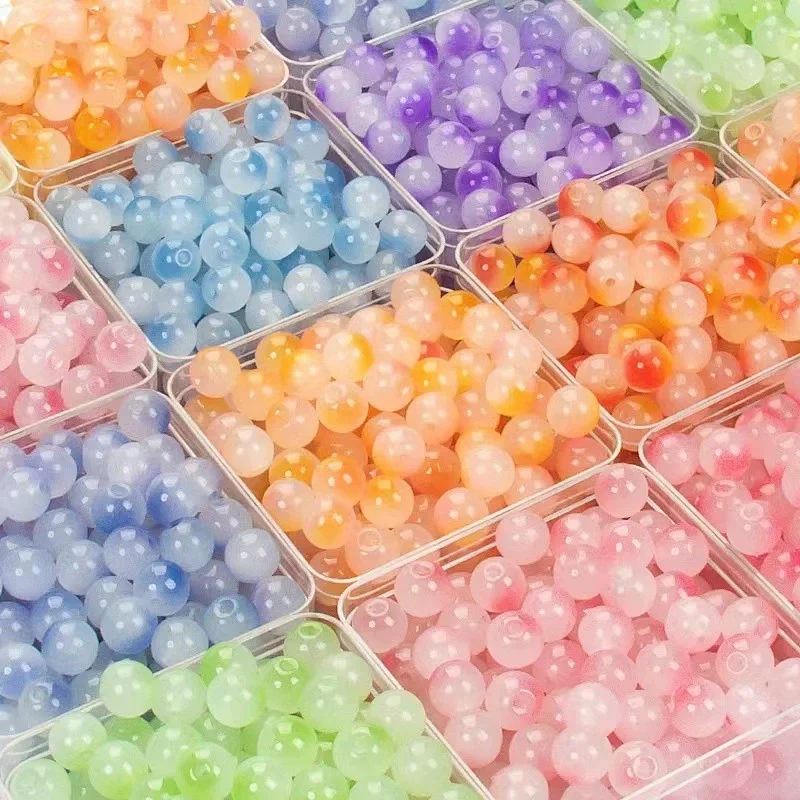8mm/50pcs Minimalist Translucent Jelly Beads, Pastel Gradient Acrylic Beads, Durable Round Beads for Jewelry Making