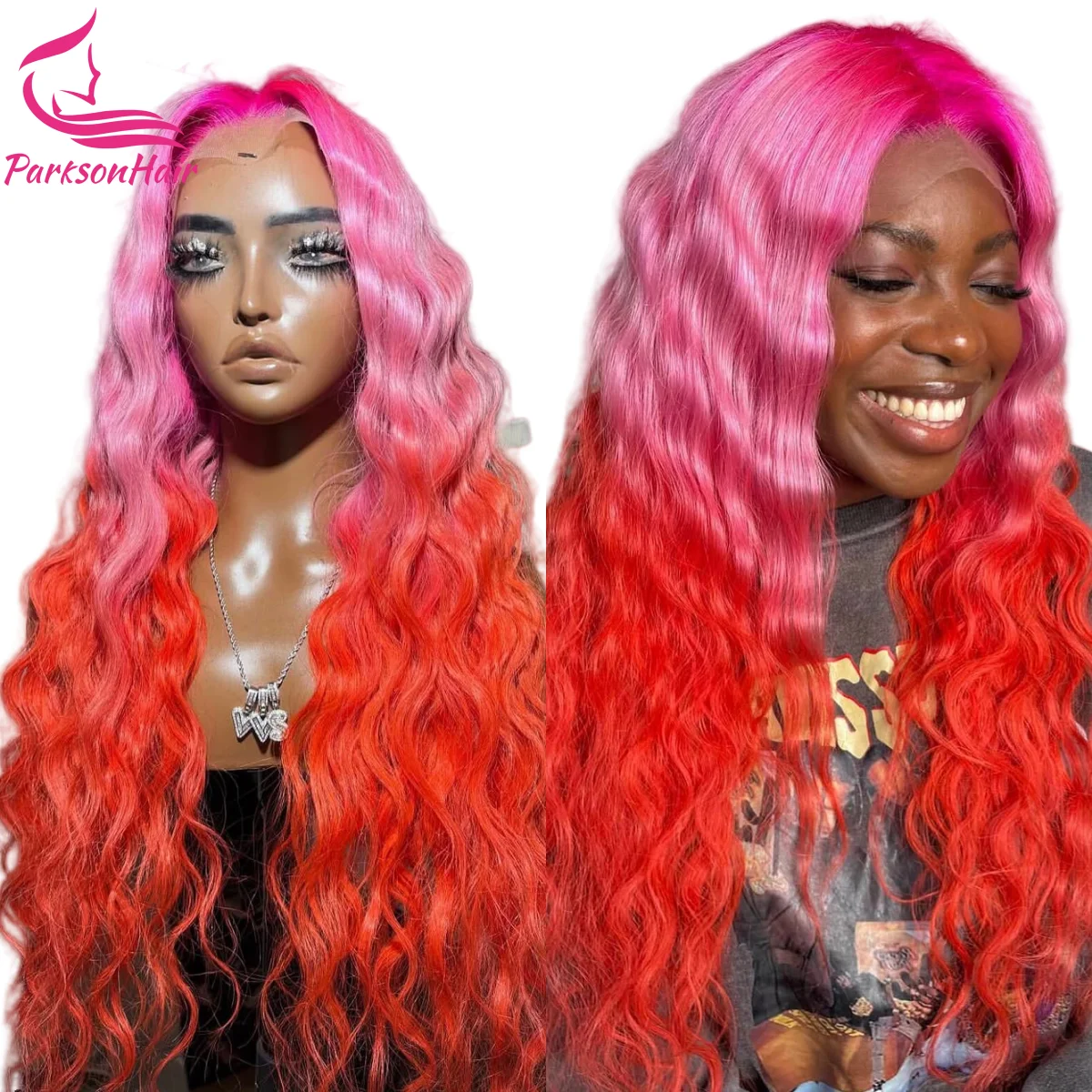 

Ombre Pink Ginger 613 Colored Human Hair Wig Brazilian Body Wave 13x4 HD Lace Front Human Hair Wigs Orange 13x6 Lace Frontal Wig