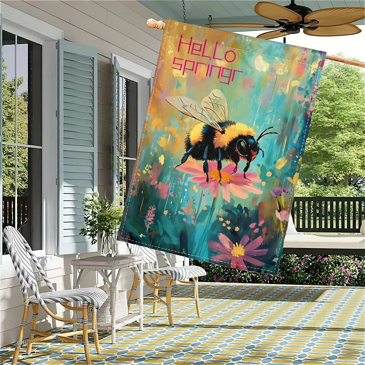 1pc Spring Bee Pollination Garden Flag 28x40 Inches Garden Decoration Double Sided, Home Decoration, Courtyard Decoration, Decoration, Lawn Decoration, Flag Only (72)