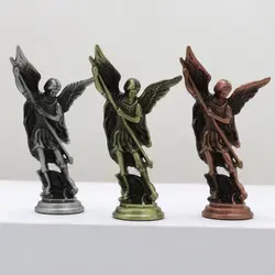 Christian Saint Michael FigurineThe Archangel Defeating Satan Guardian Statues Zinc Alloy Ctafts For Home Room Tabletop Desktop