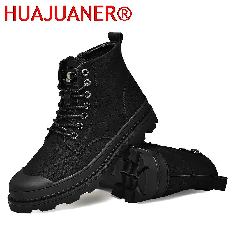 

Mens Warm Winter Male Boots Waterproof Leather Rubber Ankle Boot Men Outdoor Casual Work Shoes Fur Snow Boots for Men