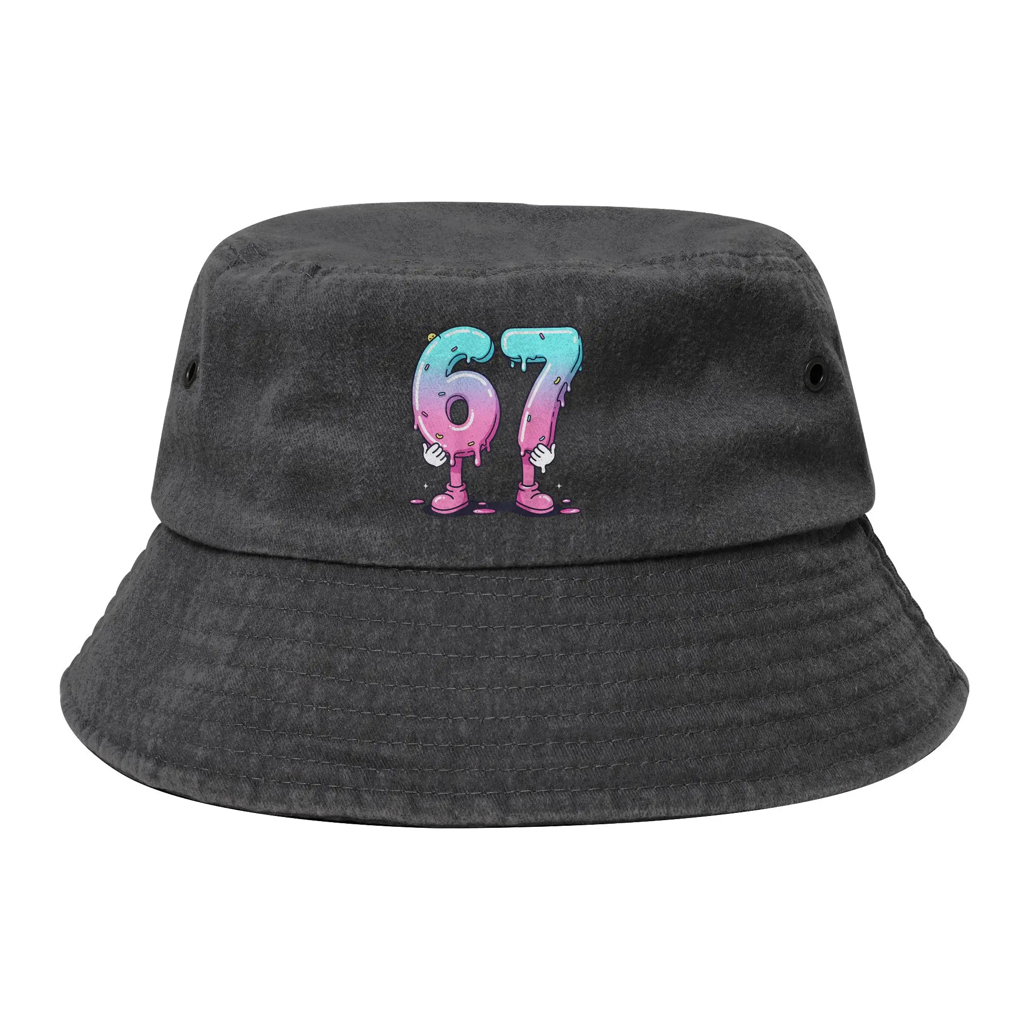 67 Ice Cream Drip Six Seven Meme  Bucket Hats for Women Men Distressed Denim Sun Hat UV Protection for Hiking Fisherman Hats