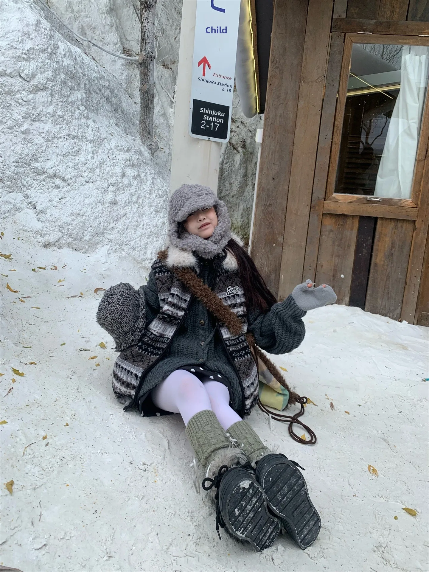 

Retro American Sle Detachable Fur Collar Fair Isle Svel Cotton Vest Outerwear Women's Winter Layering Coat