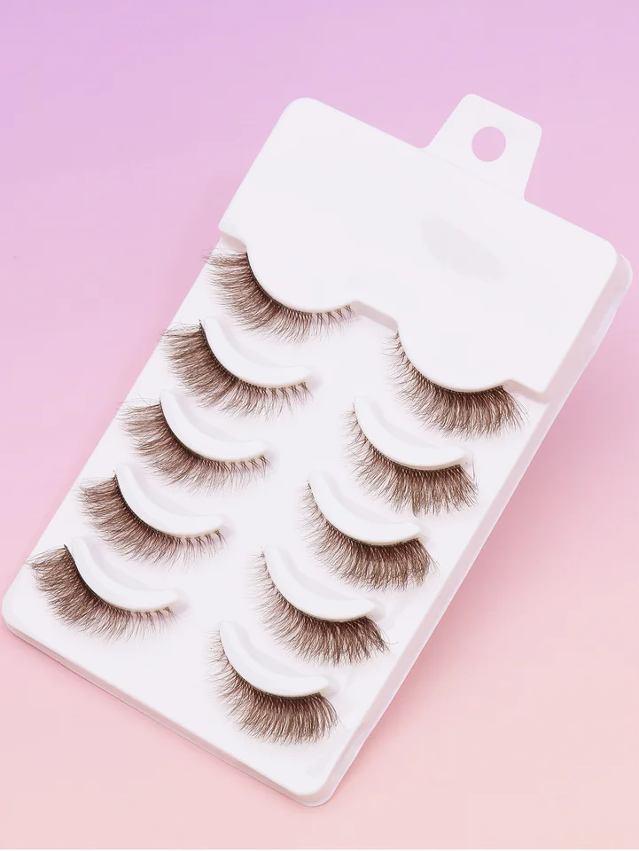 Nuevo Navidad 5 Pares Pestañas Marrones 3D Mink Naturales Largas Postizas Dramáticas Volumen Falsas Maquillaje Extensiones 6