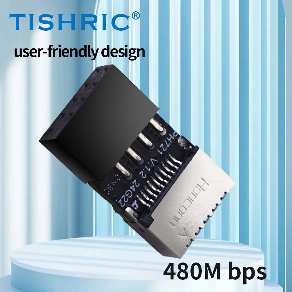 TISHRIC USB 2,0 9PIN Stecker Auf TYPE-E Buchse Chassis Motherboard Expansion Port TYPE-C Buchse 9-pin PH721 USB C Motherboard Adapter