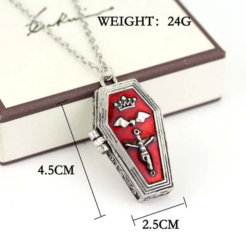 Gothic Coffin Necklace - Openable Miniature Pendant, Vampire Jewelry Gift for Men & Women, Edgy Halloween Accessories