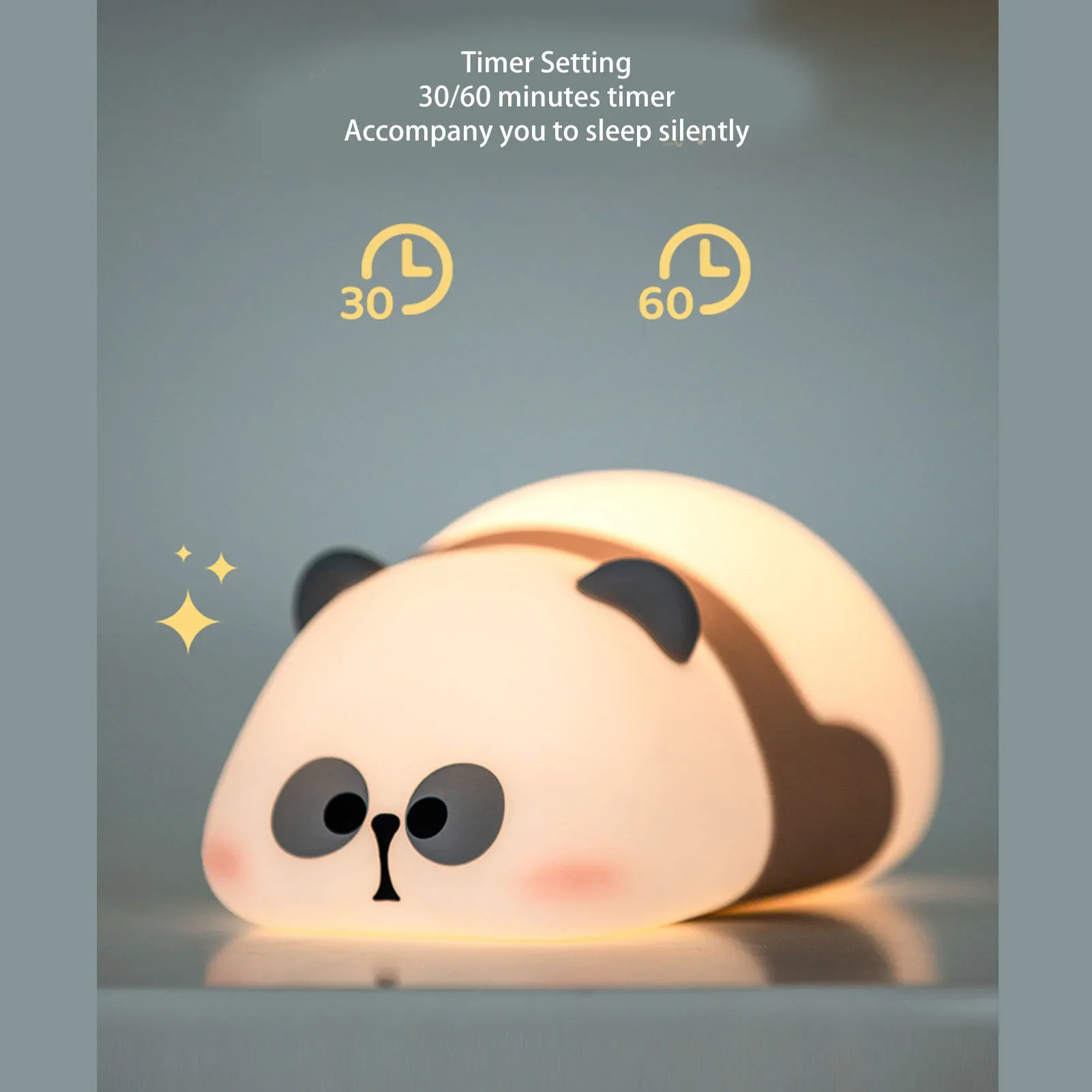 Cute Panda Animal Touch Lamp Soft LED Lighting Rechargeable Table Lamp Nursery Night Light for Bedroom