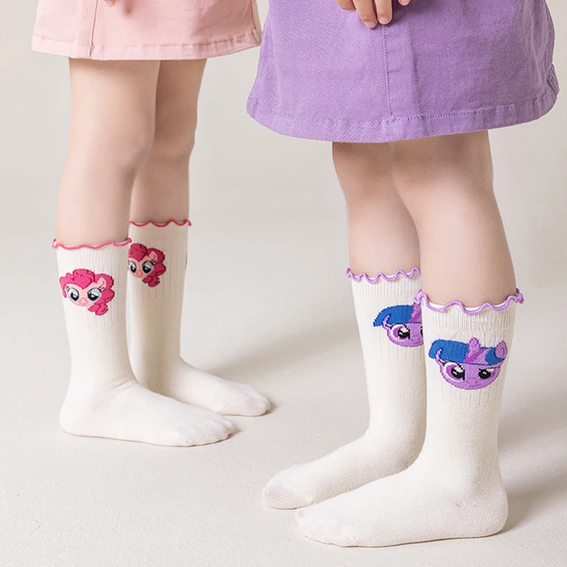 MINISO My Little Pony Pinkie Pie Anime Children Cotton Socks Spring Autumn Girl Cartoon Long Socks Comfortable Breathable Sock