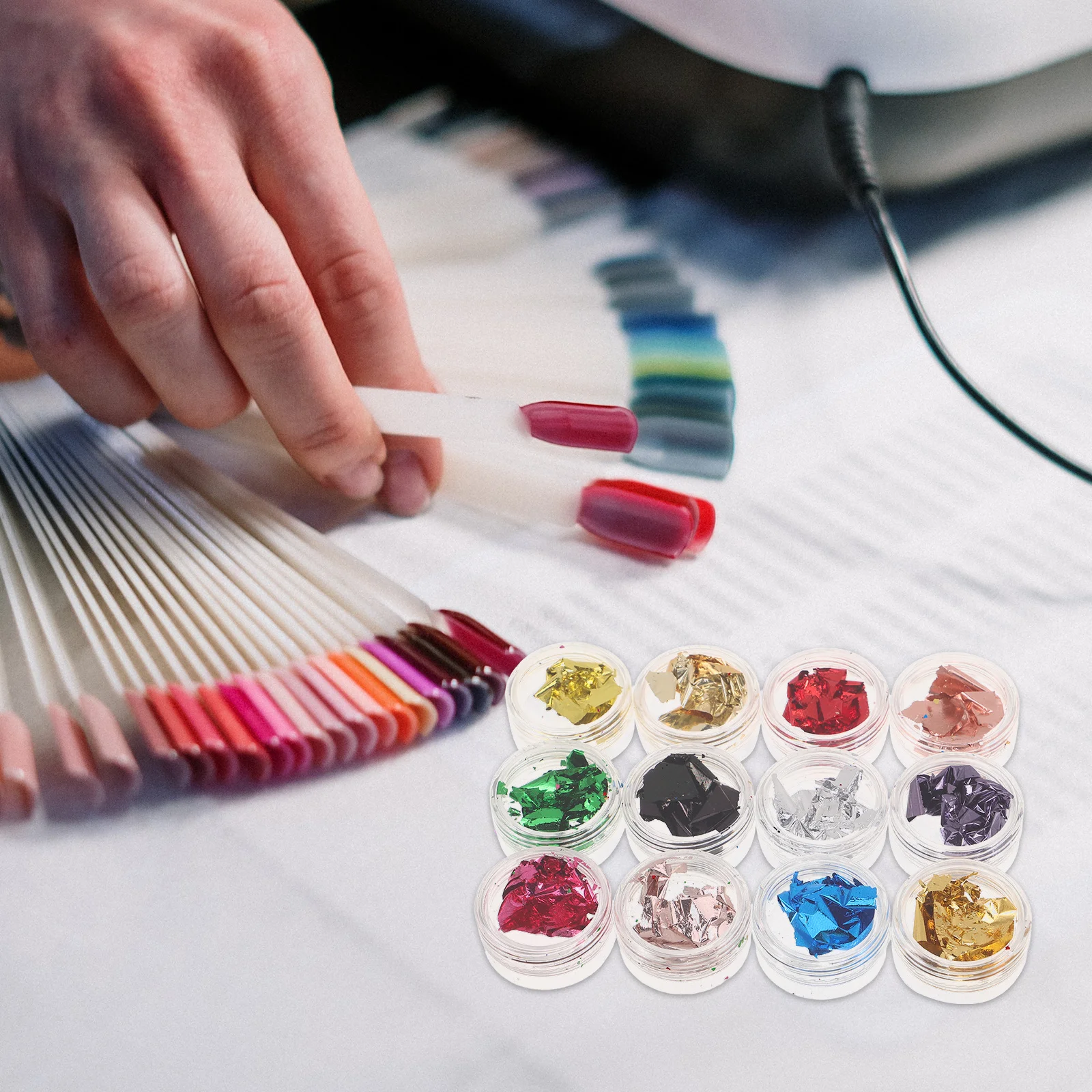 48 pezzi di fogli di lamina per unghie olografiche abbaglianti fiocchi metallici oro argento lucido glitter decorazioni fai da te accessori per feste da donna