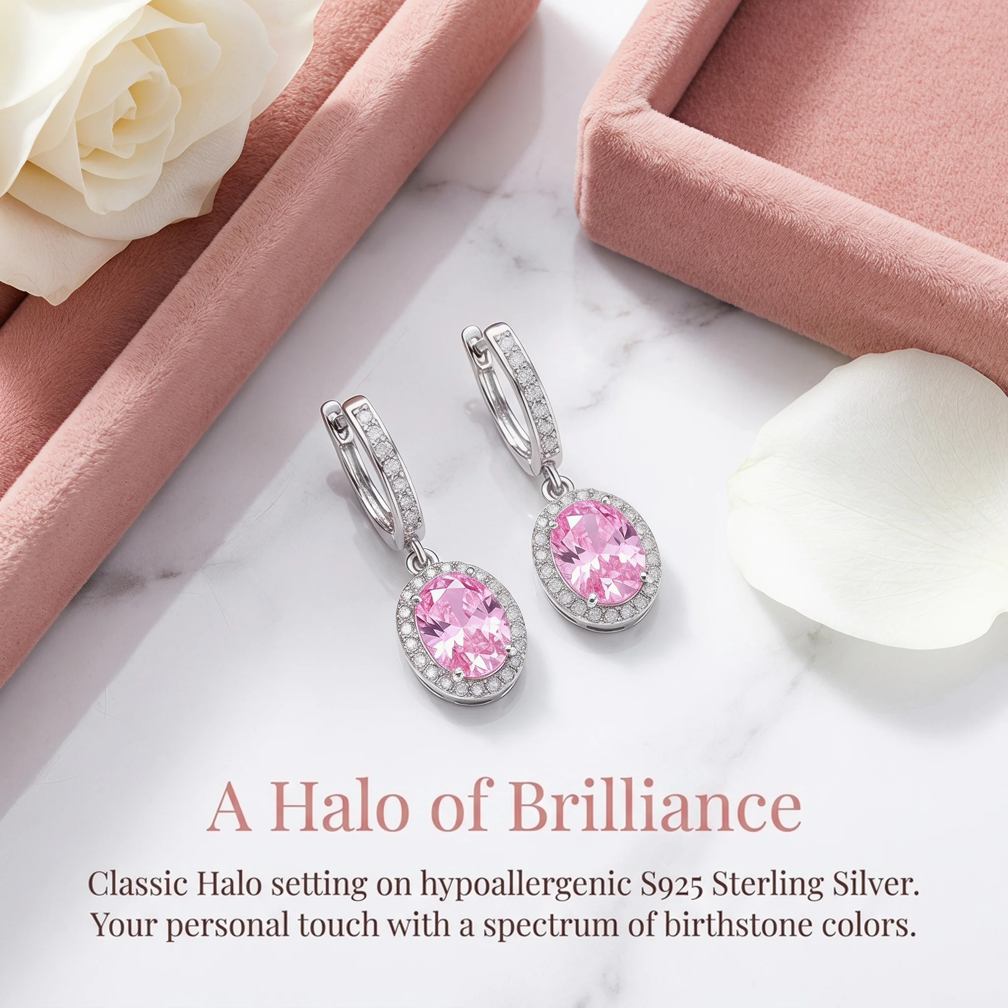 925 Sterling Silver colorful Treasure Ice Flower Cut Pigeon Egg Earrings, Super Sparkling Diamond Egg Shaped Ear Hook