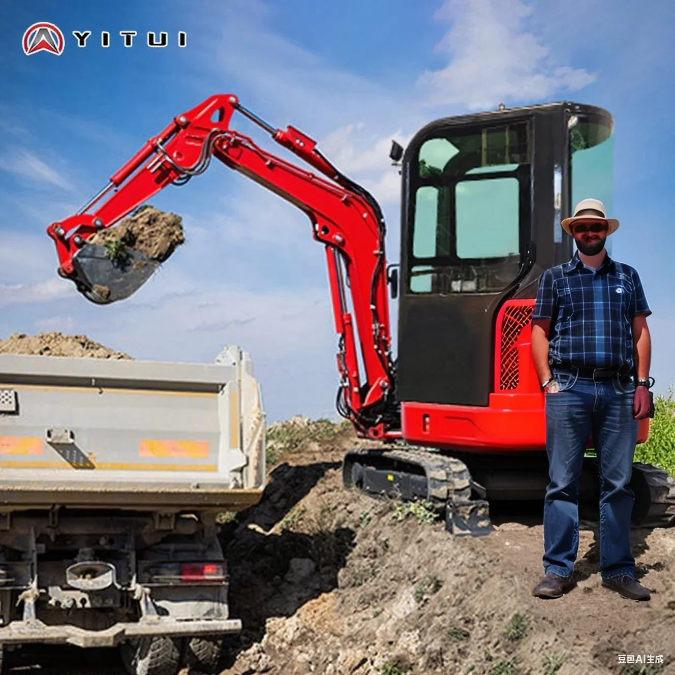 حفارة صغيرة مخصصة 2.0 طن أحمر مع كابينة متوفرة مع مكيف هواء محرك كوبوتا / كوب توصيل مجاني #6