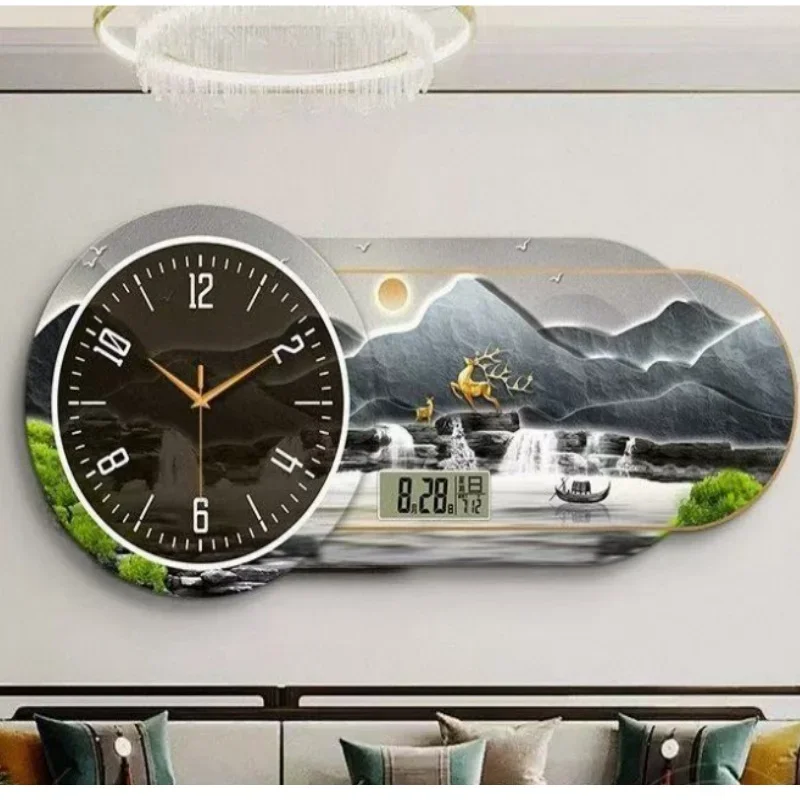 Creative perpetual calendar electronic clock wall clock living room dining room decoration painting LED lighting wall clock
