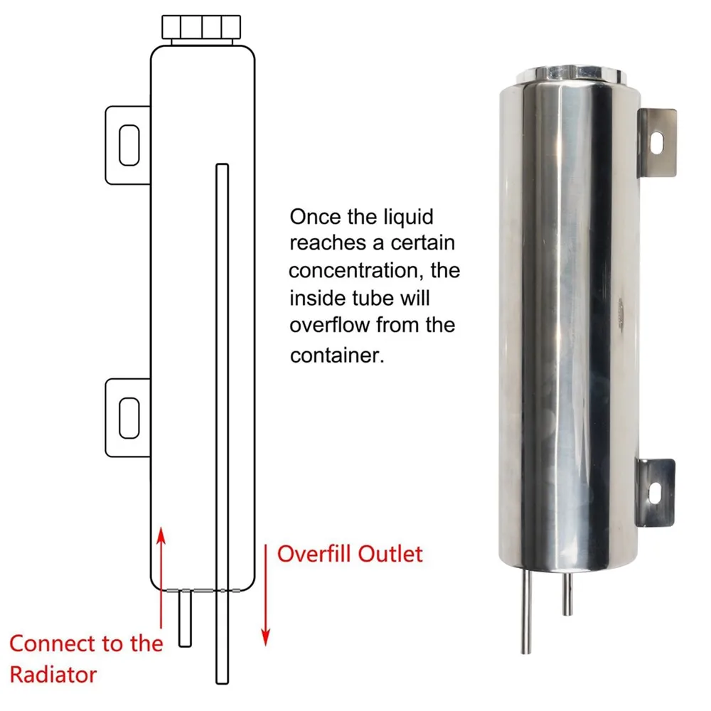 2\'\'x13” / 3\'\'x10” Universal Radiator Coolant Overflow Puke Tank Polished Stainless Steel Radiator Coolant Overflow Tank Can