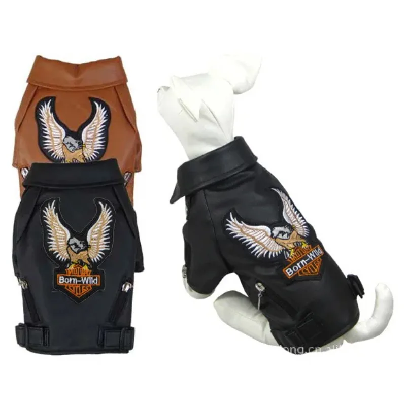 Small/Medium dog Pet Luxury Leather Jacket Coats for dog Autumn/Winter Eagle Chihuahua dog cat puppy vest clothes costume