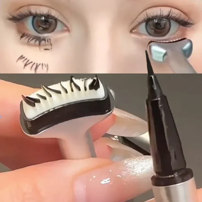 Wieder verwendbare Wimpern Tinte Siegel Stift DIY untere Wimpern verlängerung Stempel Kosmetik 2 in 1 schnell trocknende schwarze flüssige Eyeliner Make-up-Tools