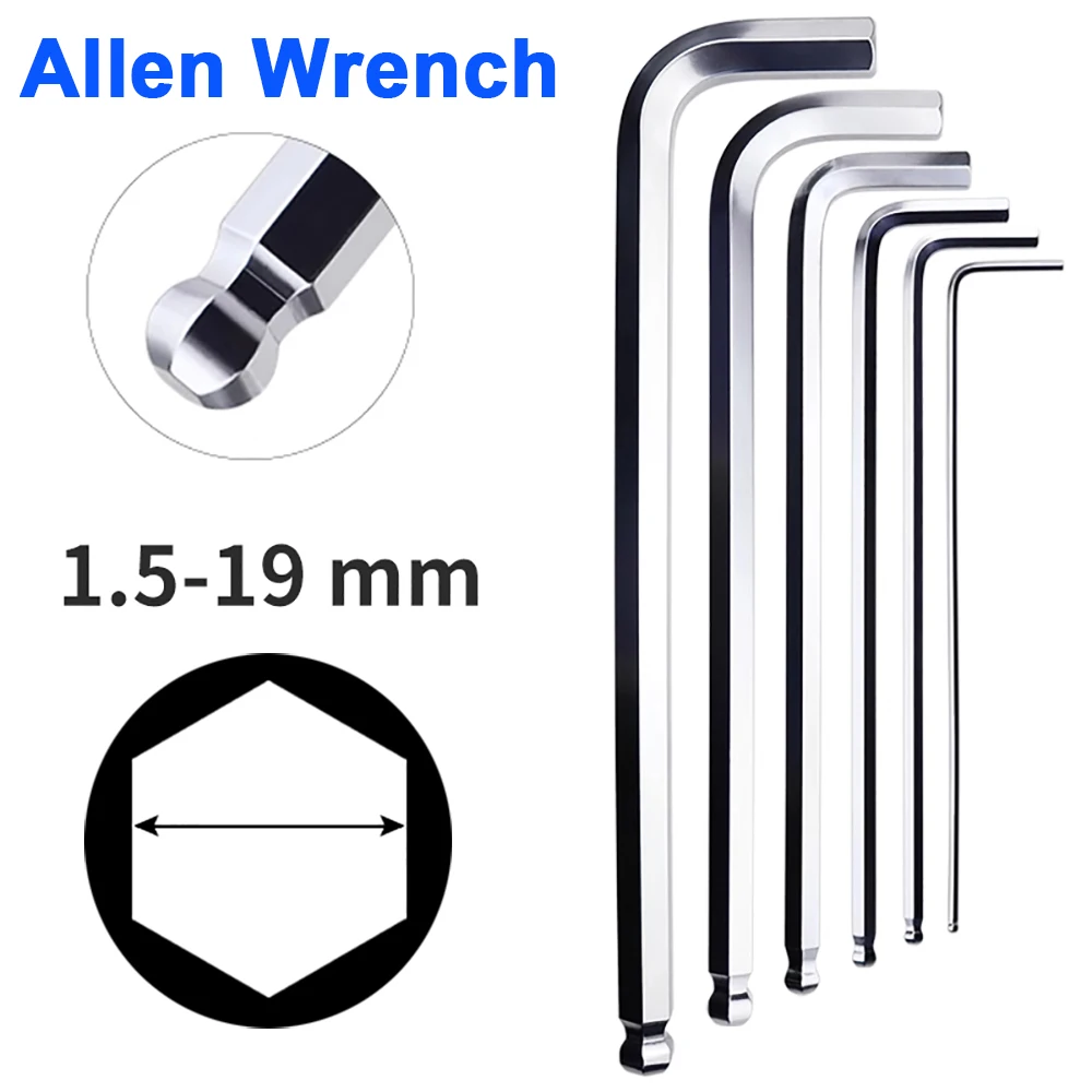 

Professional Allen Wrench 1.5mm 2mm 2.5mm 3mm 4mm 5mm 6mm 8mm 10mm 12mm 14mm 16mm 17mm 19mm is available DIY Home Hand Tool