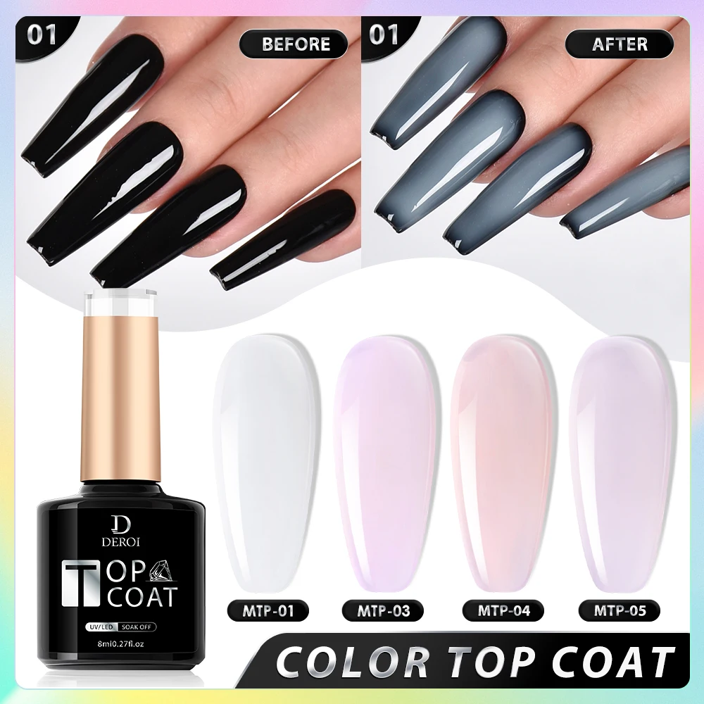 CNails No Wipe Gel Top Coat Glitter Solid Toppcoat Matte Nude Top Coat Auroral Smalto Soak Off Flake UV Gel Polish Nail Art 8ml