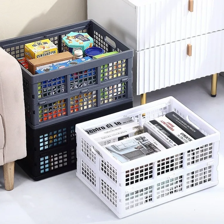 

Pp Material Folding Desktop Storage Box Deepen Saving Space Stationery Storage Container Large Capacity Vegetable Storage Basket