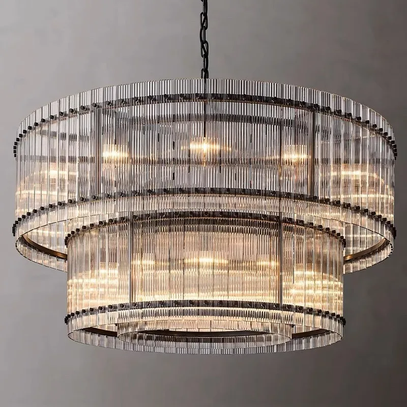 American Minimalist Italian Luxury Double Layer Round Pendant Light for Living Room Bedroom Dining Hotel Bar Home Decor