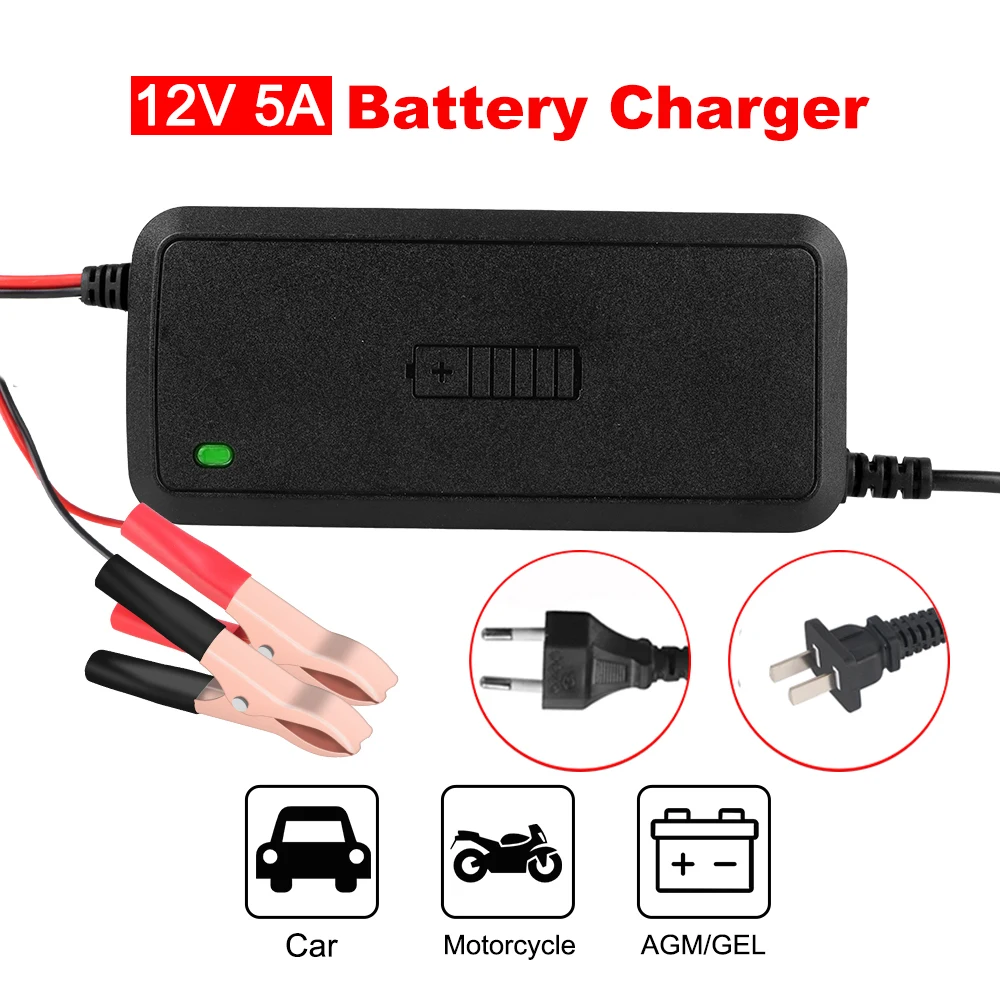 

75W 12V Storage Batteries Chargers 3 Stages 5A Fast Charging Lead Acid AGM Battery Maintance Truck Car Battery Charger Automatic