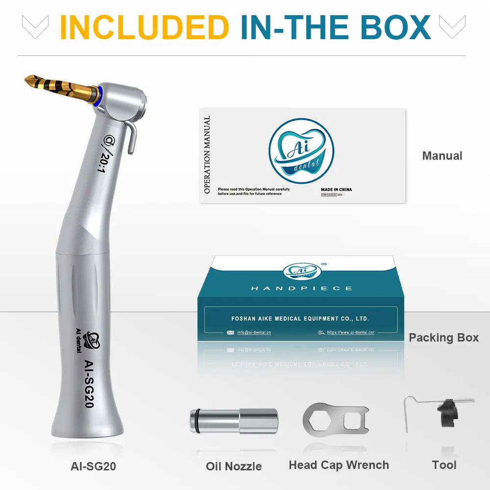 Dental implant handpiece AI-SG20 20:1 reduction speed double sealing system external and internal cooling Non-Optic hand piece