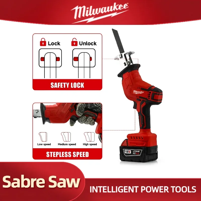 

Milwaukee Cordless Electric Reciprocating Saw Wood Metal Pipe Cutting Saw Electric Cutting Saw Tool For 18V Battery Milwaukee