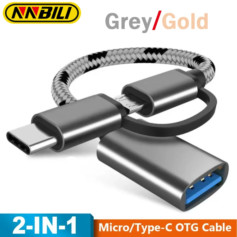 NNBILI New 2 in 1 USB 3.0 OTG Adapter Type C Micro USB to Type C Adapter Cable OTG Convertor for Gamepad Flash Disk Type-C Cable