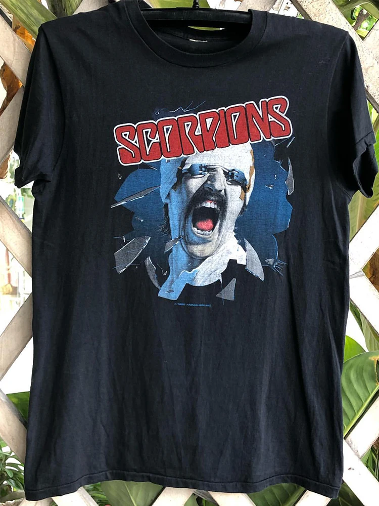 Tagkita Men's Cotton T-Shirt Short Sleeve Print Casual Summer Fashion Cityboy Style American High Street Scorpions Band Retro...
