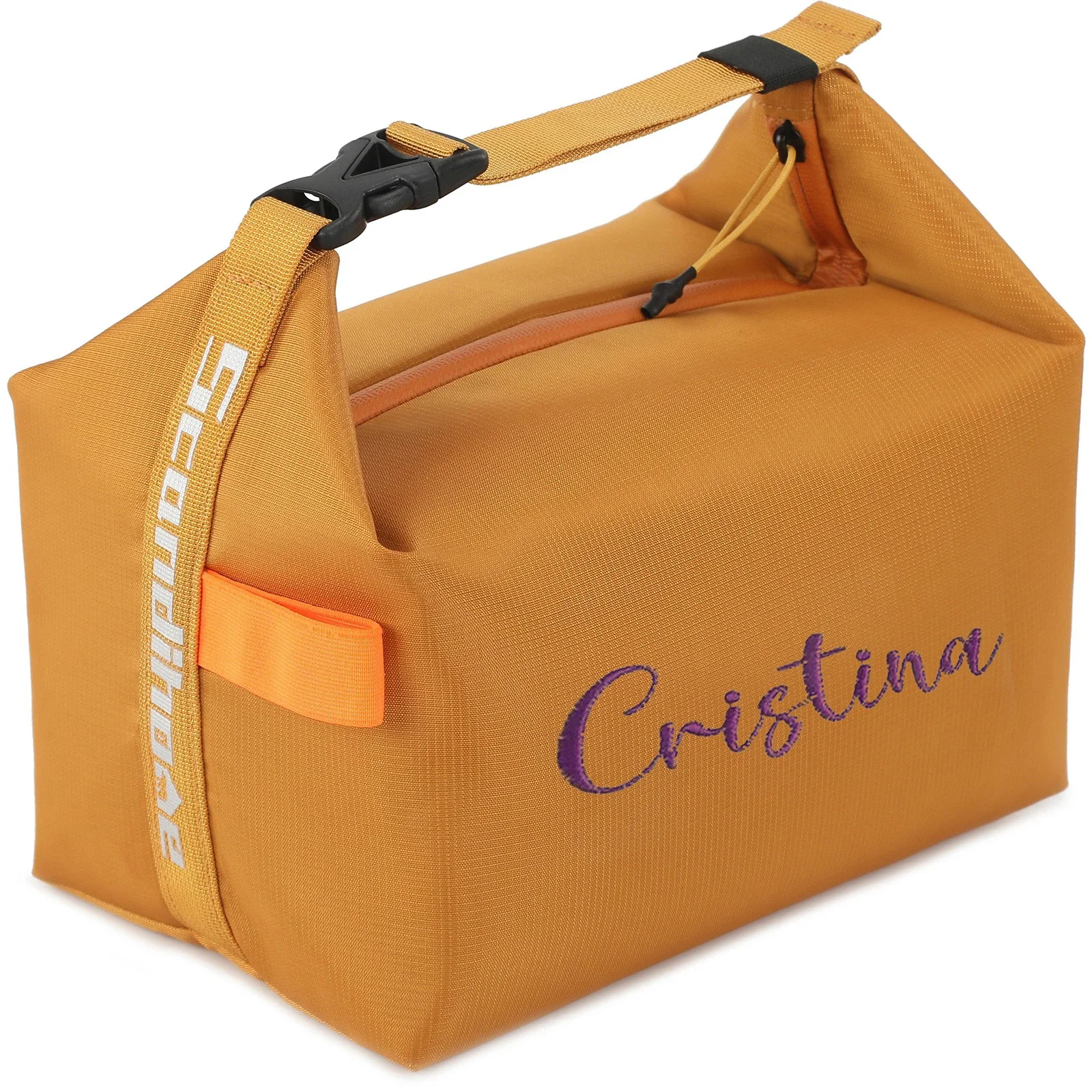 Embroidered Name Insulated Lunch Bag Insulation Bento Pack Aluminum Foil Rice Bag Portable Dinner Picnic Food Storage Handbag