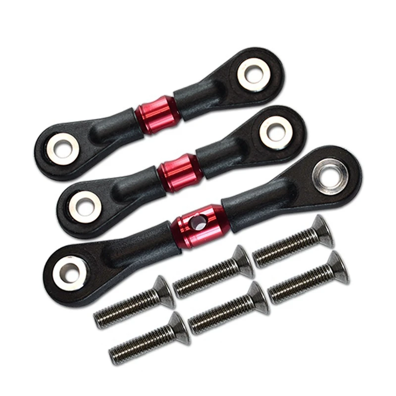 3 ชิ้นพวงมาลัย Link Rod Servo Rod สําหรับ Tamiya TT-02 TT-02T TT02 TT02T 1/10 RC รถอัพเกรดอุปกรณ์เสริม, สีแดง