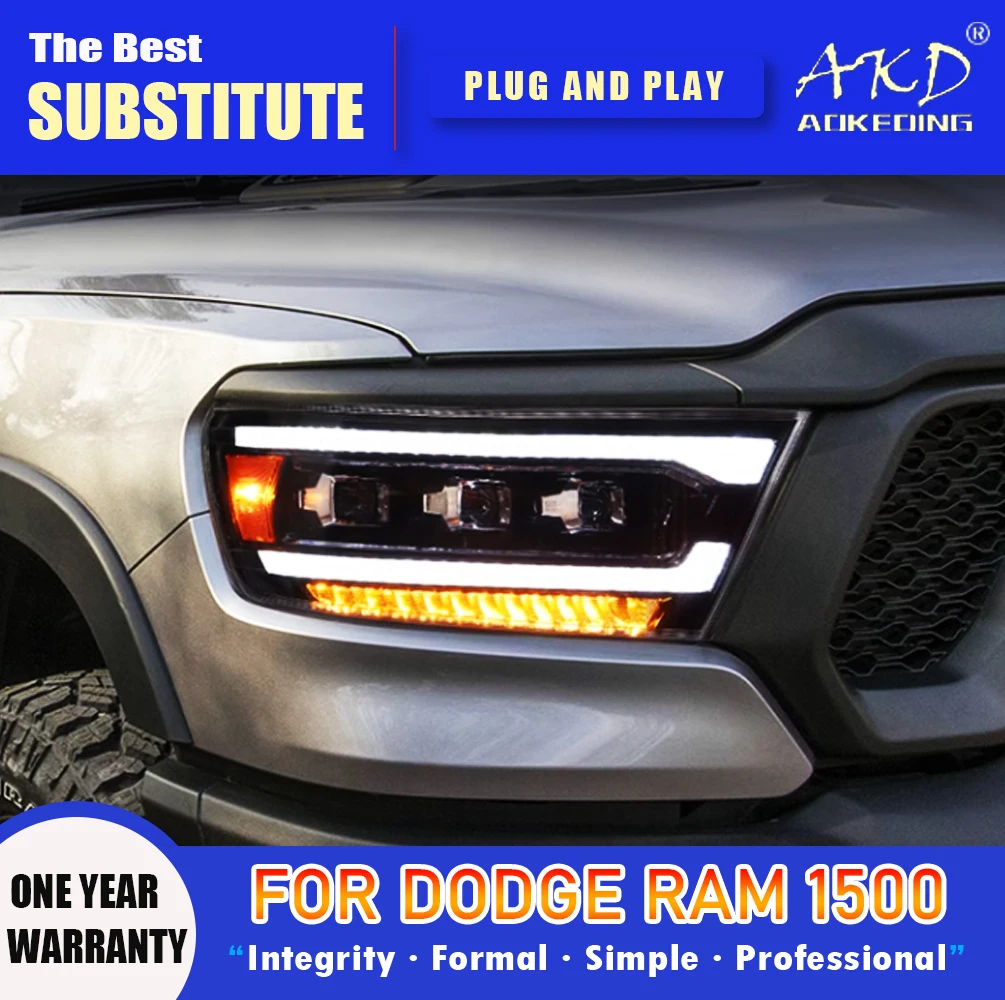 

AKD Head Lamp for Dodge RAM 1500 LED Headlight 2019-2022 Headlights RAM 2500 DRL Turn Signal High Beam Angel Eye Projector Lens