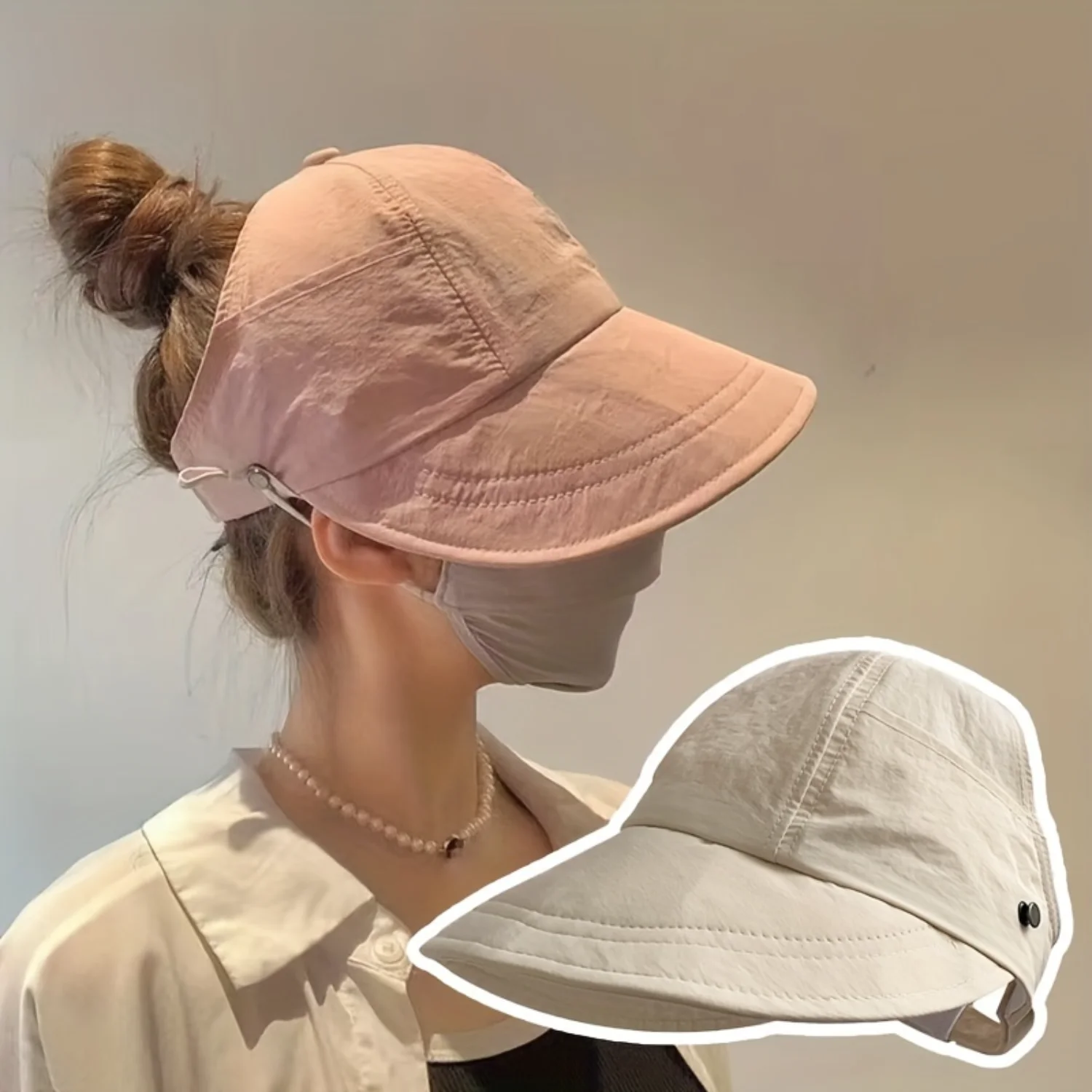 Foldable Wide Brim Ponytail Sun Hat Adjustable  Summer Quick-dry Visor Fisherman  For Women Beach Hat