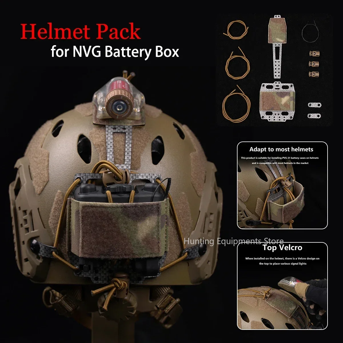 Batería táctica NVG PVS31 para casco airsoft con funda y retención - imagen 3