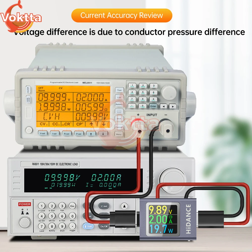 Probador USB tipo C con pantalla LED, voltímetro, amperímetro, medidor de voltaje de corriente CC, amperímetro, Banco de energía, probador de carga