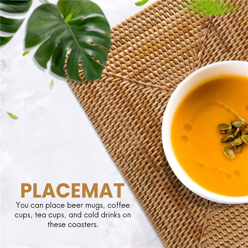 2 قطعة الحصير الجدول عدم الانزلاق الروطان المفارش طاولة طعام مقاومة للحرارة المنسوجة مكان الحصير العزل الحصير مقاومة للحرارة