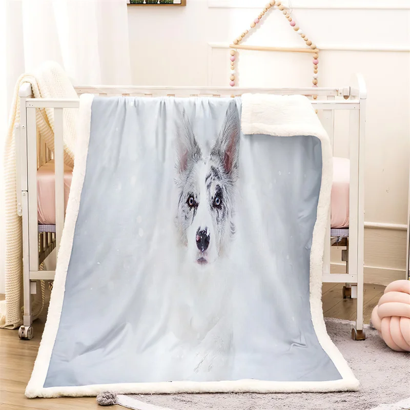 

Snow Dog Winter Home Blanket Thick Warm Winter Bed Blankets Office Nap Shawl Sofa Cover Fluffy Bedspread On The Bed