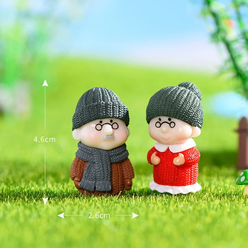 4 قطعة شخصيات زوجين صغيرة الجدة الجد سويتي عشاق زخرفة قديمة لتماثيل حديقة الجنية مصغرة ديكور المنزل #3