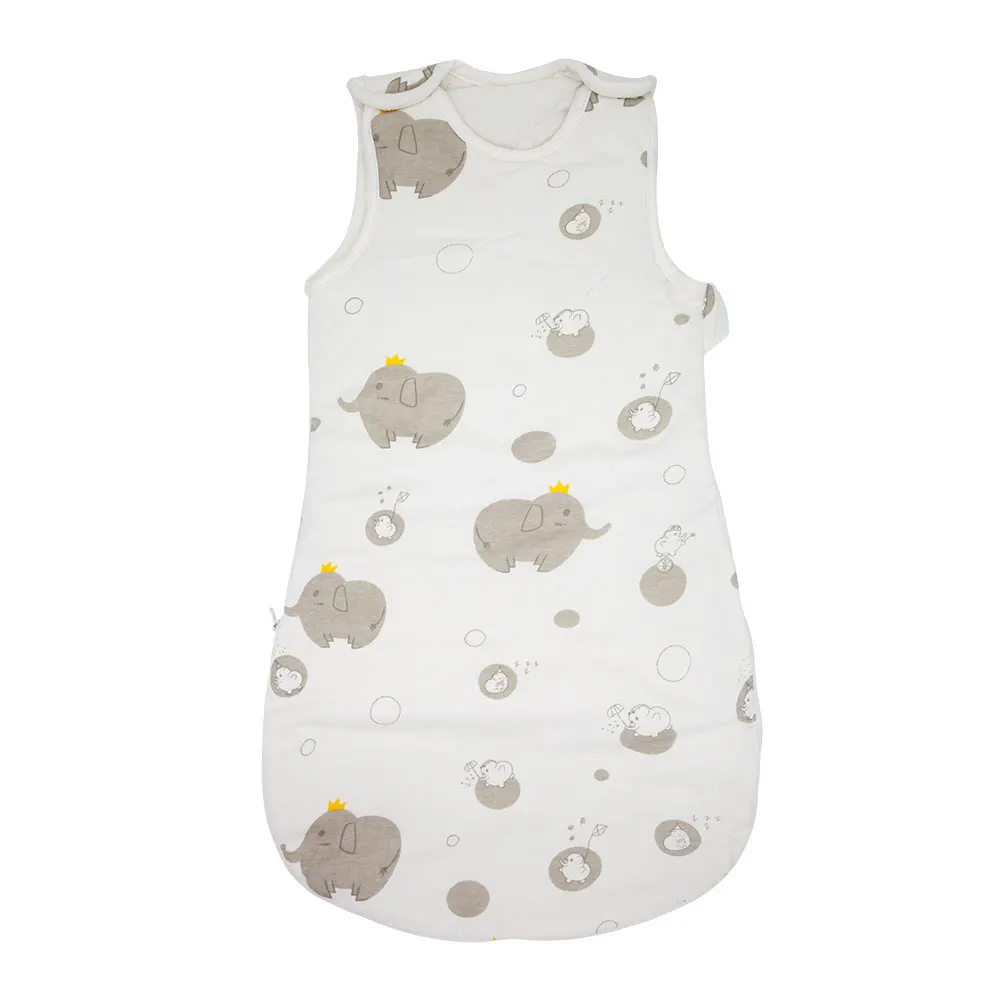Baby Sleeping Bag Spring Thin Sleeveless Sleepsack Kids From 1 To 2 Years Sleepwear Cartoon Elephant Print Anti-Kick Blanket