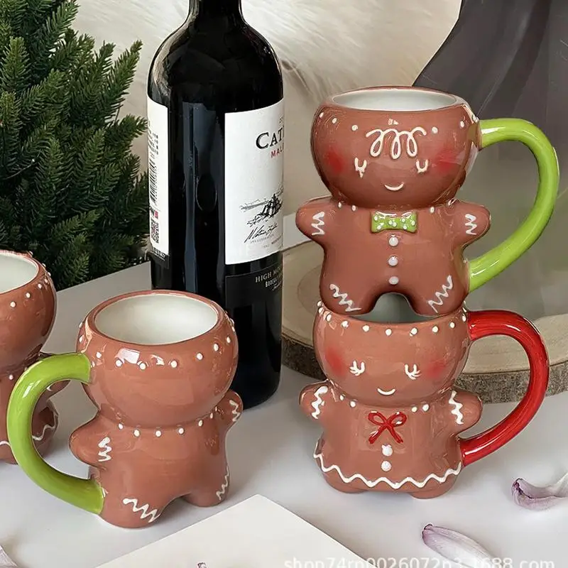 New Gingerbread Man Coffee Mugs Ceramic Porcelain Gingerbread Man Cup Lovely Breakfast Christmas gingerbread man coffee cups