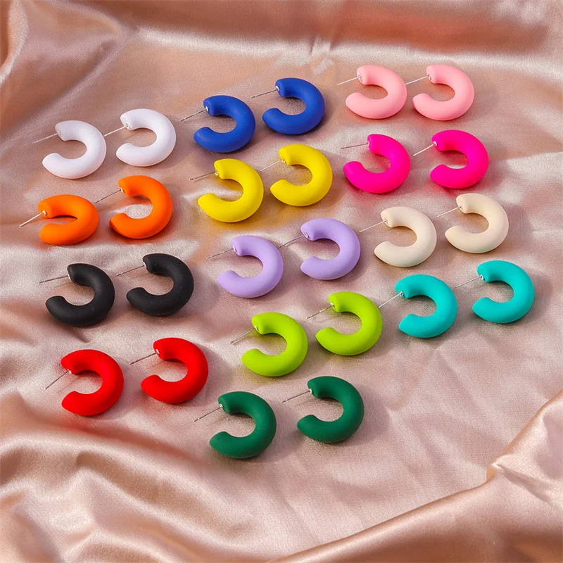 Aihua Koreanische Einfache Große Runde Hoop Ohrringe Für Frauen Bunte Geometrische Kunststoff Übertrieben Ohrring Trendy Ohrringe Schmuck – Detail 27