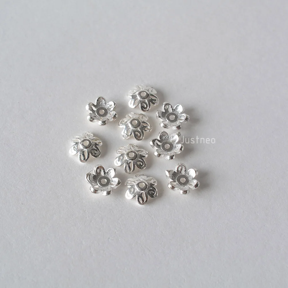 solid 925 sterling sliver bead caps,fancy flower beadcaps for loose beads